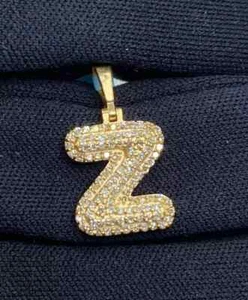 14K Yellow Gold Plated 2Ct Round Lab Created Diamond Initial "Z" Letter Pendant - Picture 1 of 3