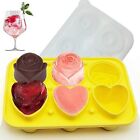 Heart Rose Ice Cube Molds, 6 Cavity Silicone Ice Cubes Maker Mold,3D Large Ic...