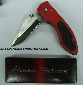 COLTELLO COLLEZIONE SHARP DELUXE 8 CM IMPUGNATURA GOMMA ANTISCIVOLO ROSSO - Picture 1 of 1