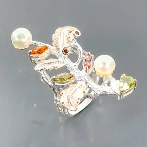 Handmade Natural Pearl Ring 925 Sterling Silver Size 6 /B-R3215 - Picture 1 of 5
