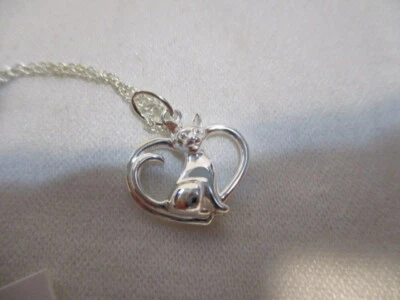 Collar AVON de plata de ley por amor a los animales "GATO" 19" de largo Foto 1 de 4