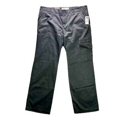 Old Navy Pants Womens 12 Dark Gray Mid Rise Slim Boot Cut Cargo Pocket NWT Y2K - Image 1 of 4