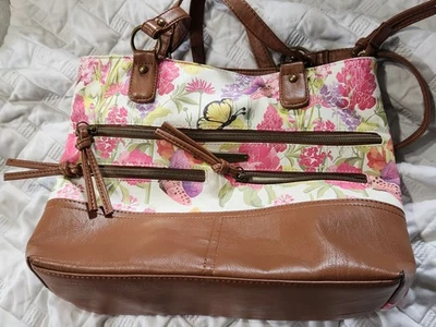⭐️ Bolso de mano bandolera de cuero estampado floral STONE MOUNTAIN EE. UU. Foto 1 de 4