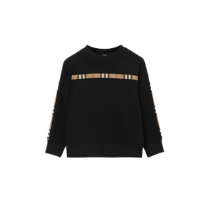(Kids) Burberry Check Panel Cotton Sweatshirt Black - Picture 1 of 2
