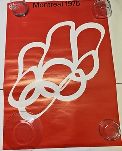 Vintage 1976 Montreal XXI Olympics Emblem Abstraction Red Logo Design Poster - Picture 1 of 10