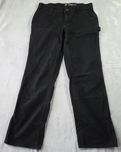 Carhartt Utility Pants Women’s Sz 6 (32x29) Black Straight Leg Double Knee 0977 - Picture 1 of 15