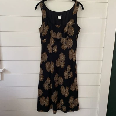 J. Crew Women Silk Sleeveless Feminine Floral Midi Dress Size 4 Y2K VTG - Image 1 of 4