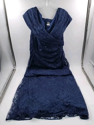 La Femme женщин кружева с открытыми плечами труба платье - размер 14 - темно-синий (#E2-B6) - Изображение 1 из 3