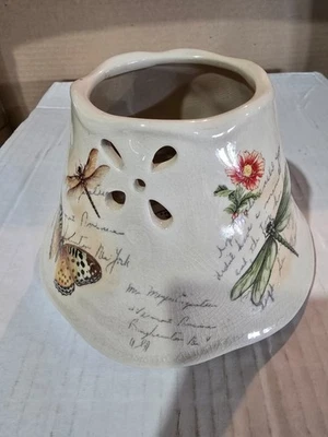 Yankee Candle Ceramic Jar Topper Shade  Butterfly & Dragonfly Design - NEW - Image 1 of 3