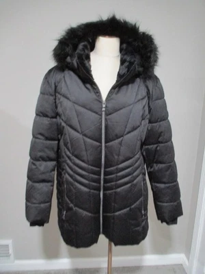 B5 ZeroXposur PLUS 2X black fur hood puffer coat jacket zip pockets - Image 1 of 4