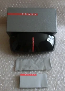 Slim Black Prada Glasses Case & Cloth Shiny Finish Boxed - Old Stock ex Display - Picture 1 of 10