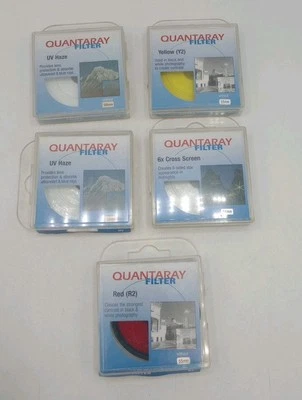 Lot Of 5 Quantaray 55mm Filters: Red Yellow UV Haze And 6X Cross Screen  - Image 1 of 4