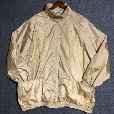 Винтажный Haband куртка женщин 3 X золото нейлона с подкладкой ветровка Snap Mod мягкий Cyber 90-х - Изображение 1 из 4