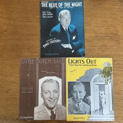 Lot~3 sheet music~Bing Crosby~Lights Out~Little Dutch Mill~Blue of Night~ukelele - Image 1 of 4