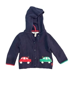 Joules Baby Baby Junge Charmford marineblau Autos Kapuzen-Cardigan 100 % Strick Baumwolle 3-6 Monate - Bild 1 von 4