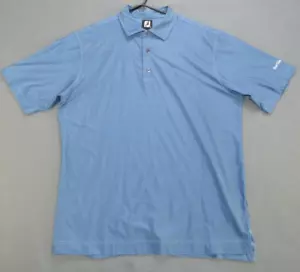 Fotjoy Polo Golf Shirt Men's L Blue Houndstooth Short Sleeve Performance - Picture 1 of 10
