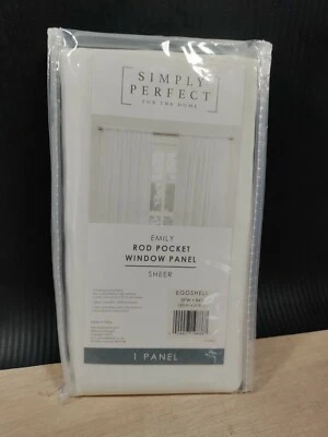 Simply Perfect EMILY ROD POCKET Sheer Panel 59"W x 84"L EGGSHELL 1 PANEL - Image 1 of 2