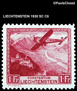 LIE 1930 SC C6 AIRPLANE OVER RHINE VALLEY 1f LAKE MVLH OG FINE/VF - Picture 1 of 2
