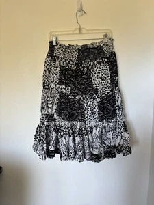 Falda larga ajustada Chelsea & Theodore blanca y negra talla XL 100 % algodón - Imagen 1 de 8