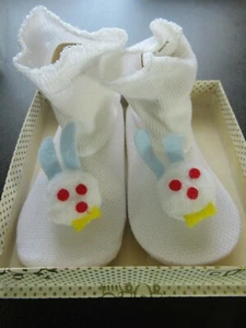NOS Vintage Penneys Toddletime Infant Baby Bunny Slippers Original Box - Picture 1 of 6