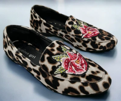 madden girl women's ballet flats animal print embroidered rose rhinestones sz 6M - Image 1 of 4