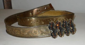 Vintage Victorian Revival Bronze Mesh Belt w Bejeweld Bronze Buckle - Picture 1 of 9