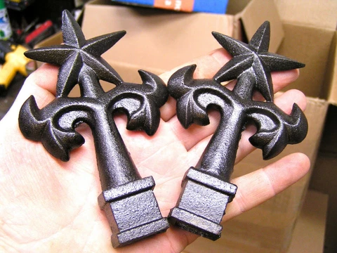 TWO solid cast iron Star finials Oil Rubbed bronze finish Cover