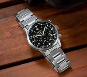 Seiko SSB447P1 Conceptual Chronograph Black Analog Quartz Men's Casual Watch - Picture 1 of 4