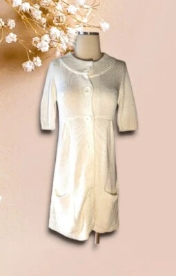 Vestido Suéter Manga Corta WHITE HOUSE BLACK MARKET Talla XS Bolsillos Blanco  Foto 1 de 4