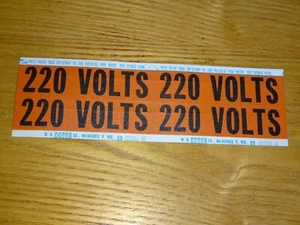 1950's Vintage W.H. Brady Co. 220 Volt Voltage & Conduit Markers Stickers decals - Picture 1 of 4