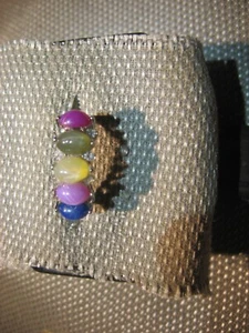 LINDE STAR RAINBOW 5 STONE 7X5MM STAR SAPPHIRE RING 925 STERLING SILVER SIZE 6 - Picture 1 of 7