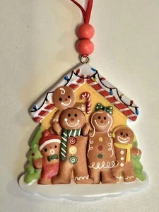 Lebkuchen Herren Familie 7,5x7 cm. Weihnachtsharz/Keramik Baumdekoration - Bild 1 von 6