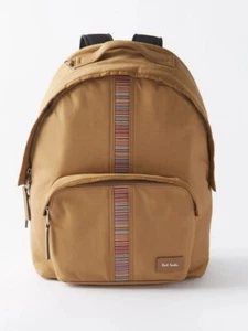 PAUL SMITH mainline brown beige signature stripe nylon backpack authentic NWT - Picture 1 of 16