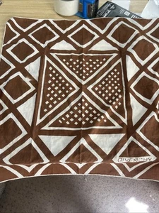 Givenchy logo scarf/Handkerchief Cotton square Brown white 20X20 - Picture 1 of 9