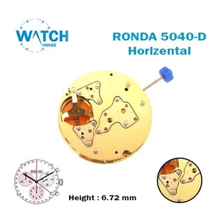 Movimiento suizo Ronda 5040 F (GUCCI 3), disco de fecha blanco a 3, cronógrafo, dorado - Imagen 1 de 2