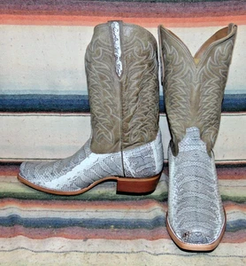 Stivali da cowboy uomo Rujo The Beck bianchi serpente d'acqua/pelle 13 EE nuovi con scatola - Foto 1 di 6
