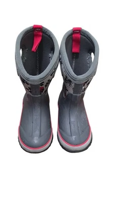 Bogs Kids Classic Skulls Boots US 9 Waterproof Insulated Gray Red - Image 1 of 4
