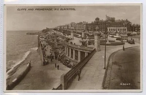 (w14o12-345) Foto real de acantilados y paseo marítimo, BLACKPOOL 1940 usada en muy buen estado - Imagen 1 de 1