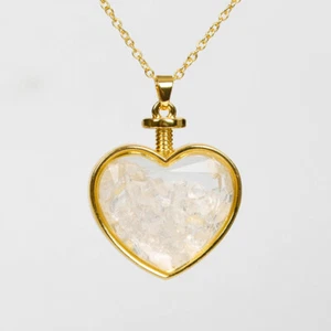 Colgante botella de deseos corazón de cristal blanco natural 2 piezas - Imagen 1 de 3