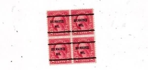 MILWAUKEE, WIS. OVERPRINT WASHINGTON 2 CENT PLATE BLOCK1920's US STAMPS - Foto 1 di 2