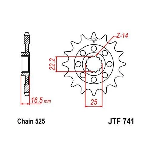 JT 525 15T 前链轮适用于杜卡迪 11-16 1198 14-16 1200 08-15 848 JTF741.15 — 第 1/1 张图片