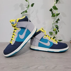 NIKE DUNK HIGH Top TROPICAL TEAL Size 10 317982-415 Gray Blue Turquoise Yellow  - Picture 1 of 12