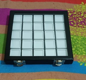 EDELSTEIN Diamant Display Aufbewahrung Top Qualität Lederbox mit 25 Kunststoffboxen - Bild 1 von 12
