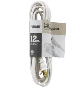 (QTY 18) Prime 12 foot 16/2 Spt2 3 Outlet Indoor Household Cord White - Picture 1 of 2