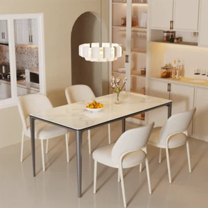 Modern Mid-Century Dining Table Rectangular Marble Dining Table for 4-6 Person - Picture 1 of 16