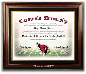 ARIZONA CARDINALS NFL Football Fan Certificate / Diploma Man Cave GREAT DAD GIFT - Picture 1 of 2