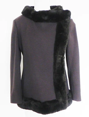 Vtg Erlebacher Heavy Weight Blazer/Jacket Wool Faux Fur Trim Brown Size US S - Image 1 of 4