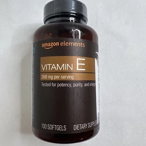 Amazon elements vitamin E 100 SoftGels - Picture 1 of 5