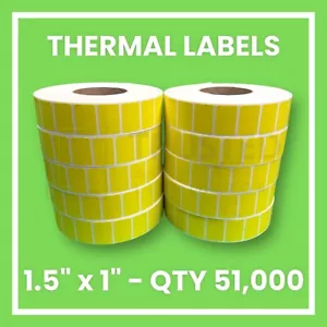 1,5x1 Zoll GELB 1-1/2" x 1" Direkte Thermische Etiketten 10 Rollen 51.000 Zebra Eltron - Bild 1 von 11