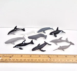 VTG Lot of 10 Safari LTD ~3" Plastic Animal Figures Ocean Whale Orca Porpoise - Picture 1 of 3